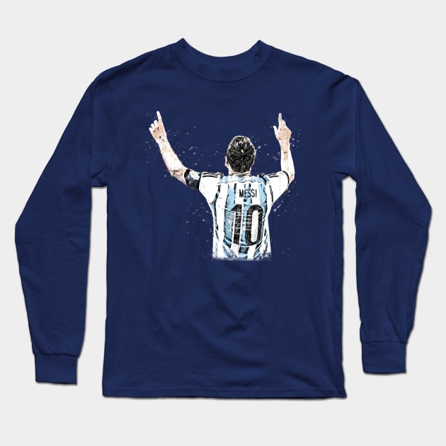 Lionel Messi-Argentine Hero Long Sleeve T-Shirt by ARTABBAS